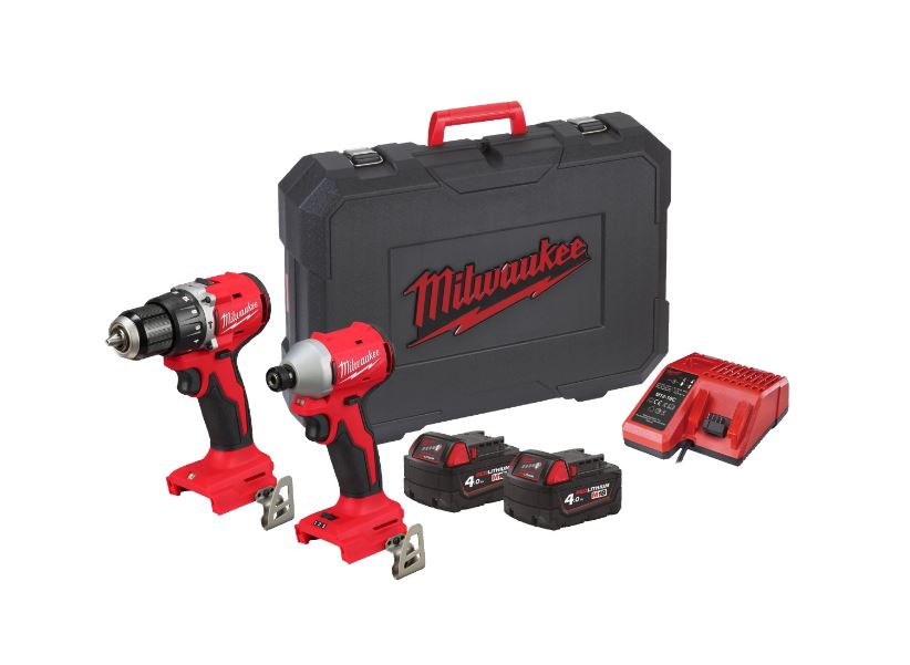 Milwaukee 4933492827 M18 BLCPP2A-402C Powerpack 18V 4,0Ah Li-Ion - M18BLPDRC Schlagbohrmaschine + M18BLIDRC Schraubendreher