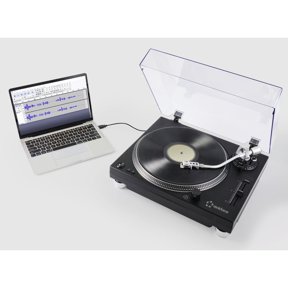 Renkforce Renkforce RF-TURBD-010 USB-Plattenspieler Riemenantrieb Schwarz Plattenspieler