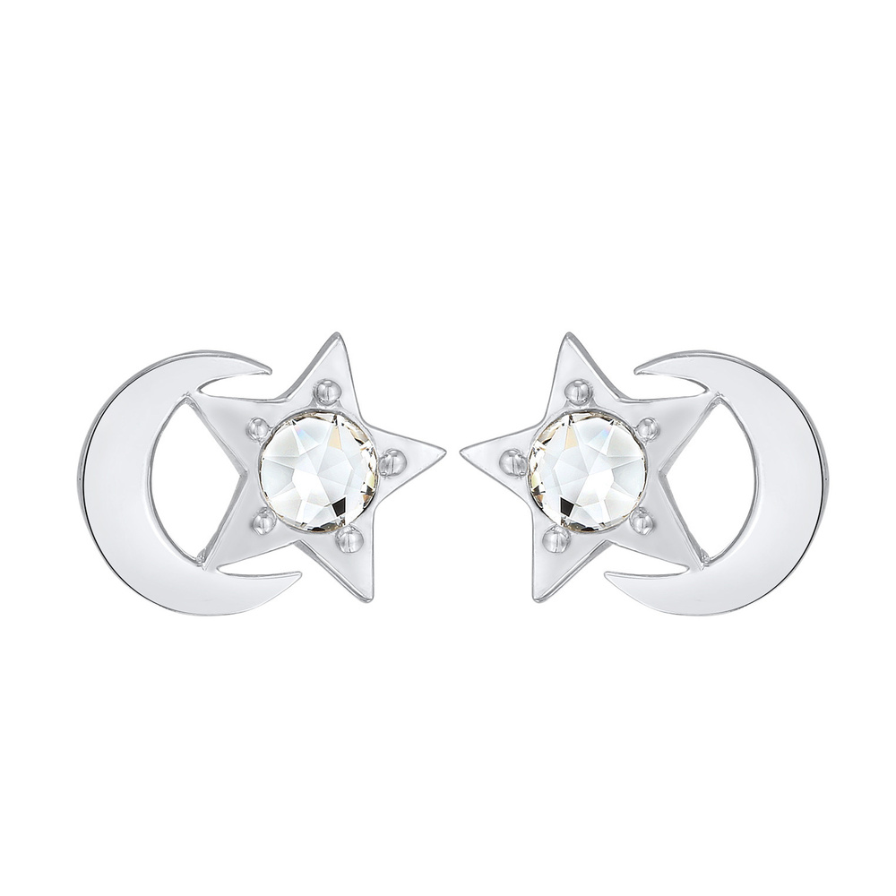 Elli Elli Boucles d'Oreilles Enfants clous d'oreilles demi-lune étoile avec cristal en Boucles d'oreilles