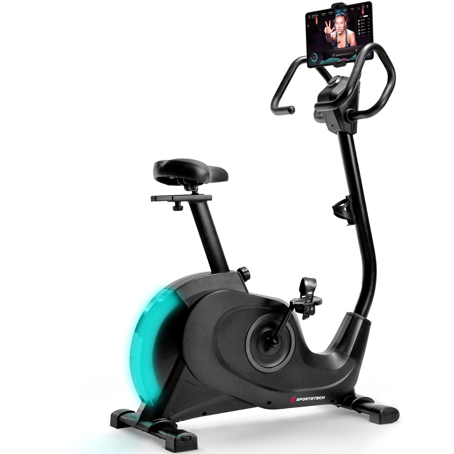 Sportstech Heimtrainer ESX600s, 10kg Schwungmasse mit LED, 360° Tablet-Halterung
