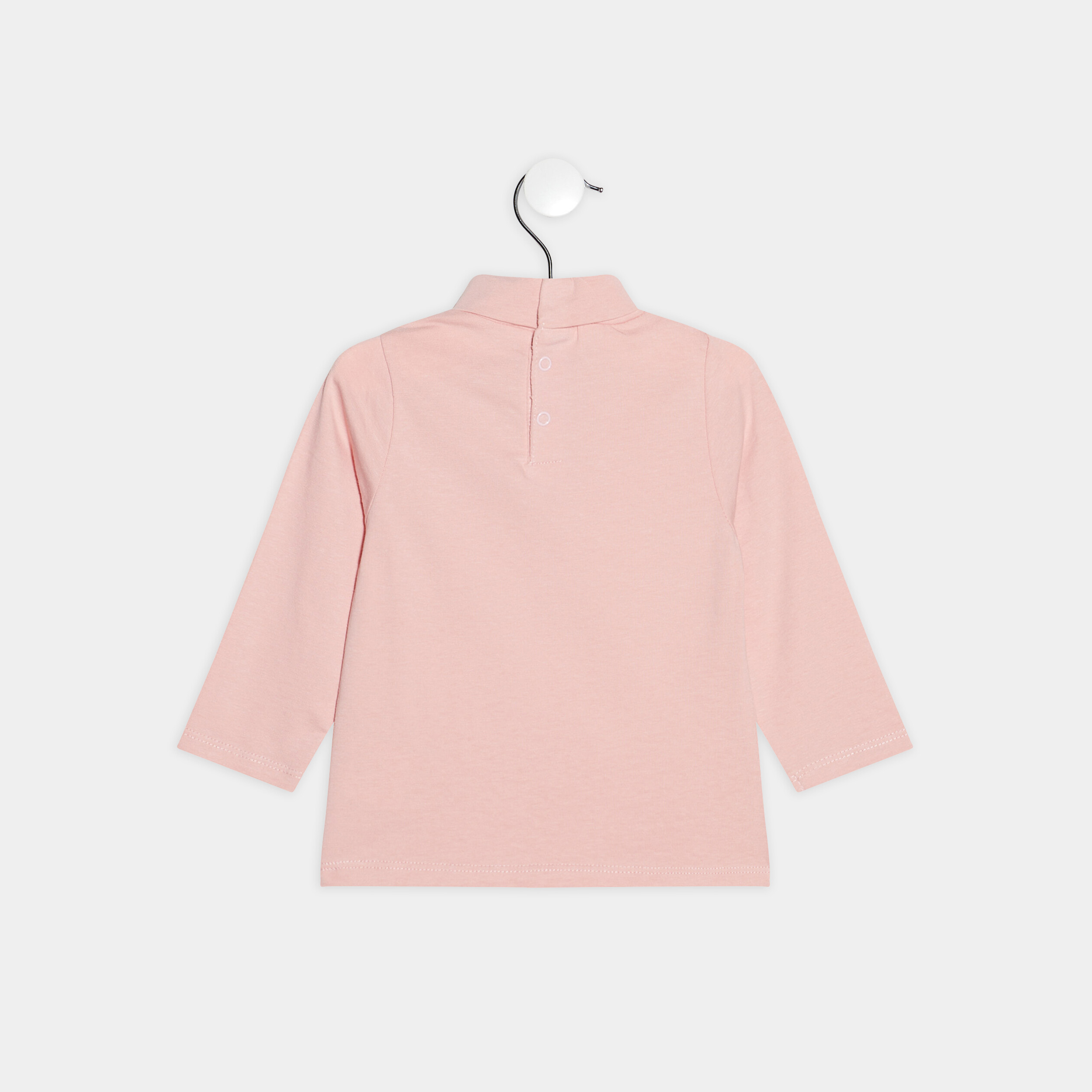 T-shirt avec col roulé rose clair bébé fille | La Halle