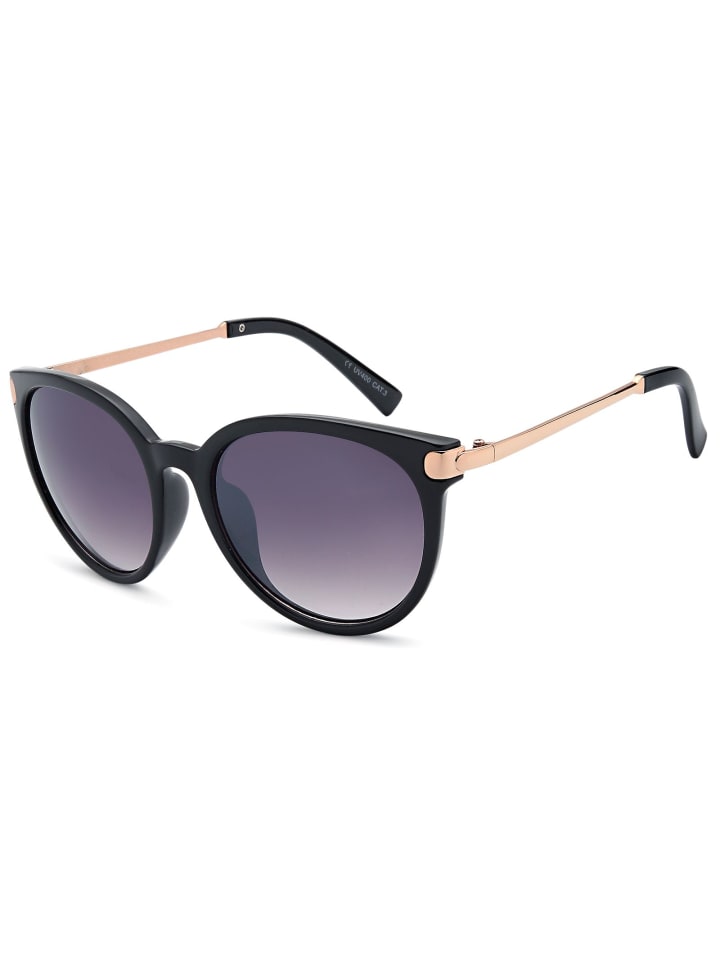 styleBREAKER Cateye Sonnenbrille in Schwarz-Gold / Grau Verlauf günstig kaufen onesize