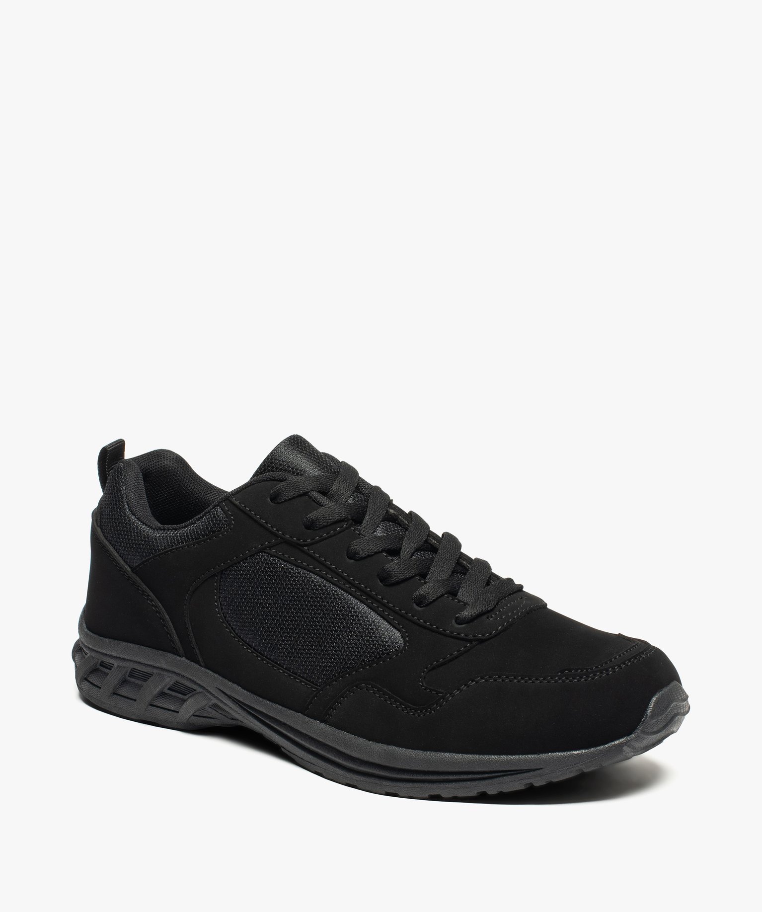 Baskets homme multimatières à lacets noir | GEMO