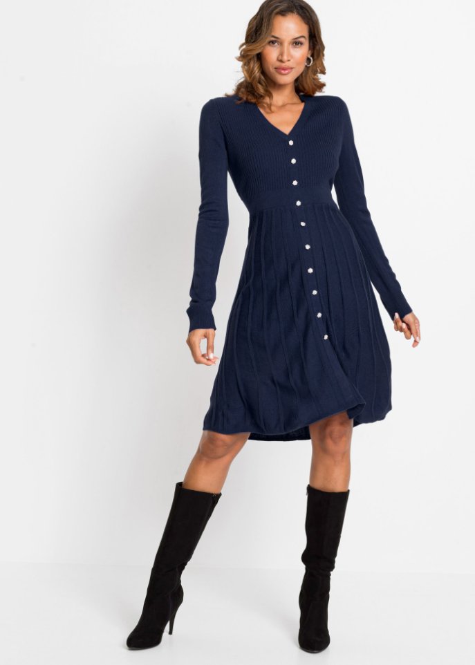 Strickkleid mit Plissee