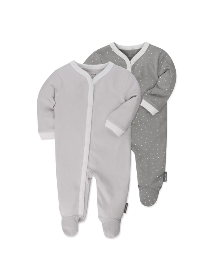 LaLoona Schlafanzug 2er Pack Strampler Pyjama Einteiler - Grau in grau günstig kaufen