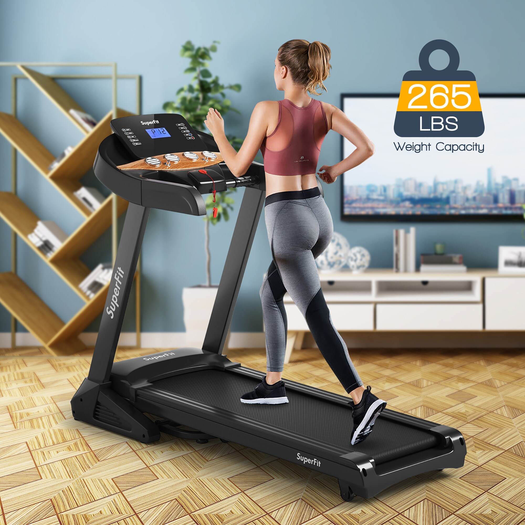 Superfit 3.75HP Electric Folding Treadmill W/Auto Incline 12 Program - See details