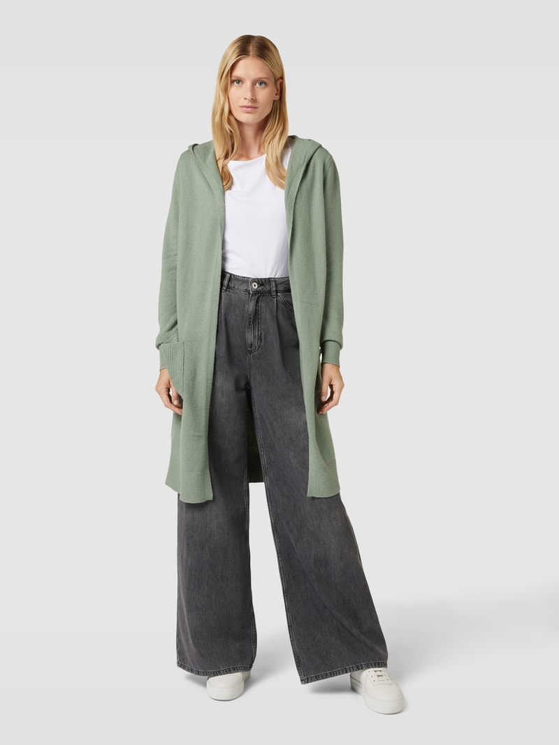 Longcardigan mit Kapuze in hellgrün