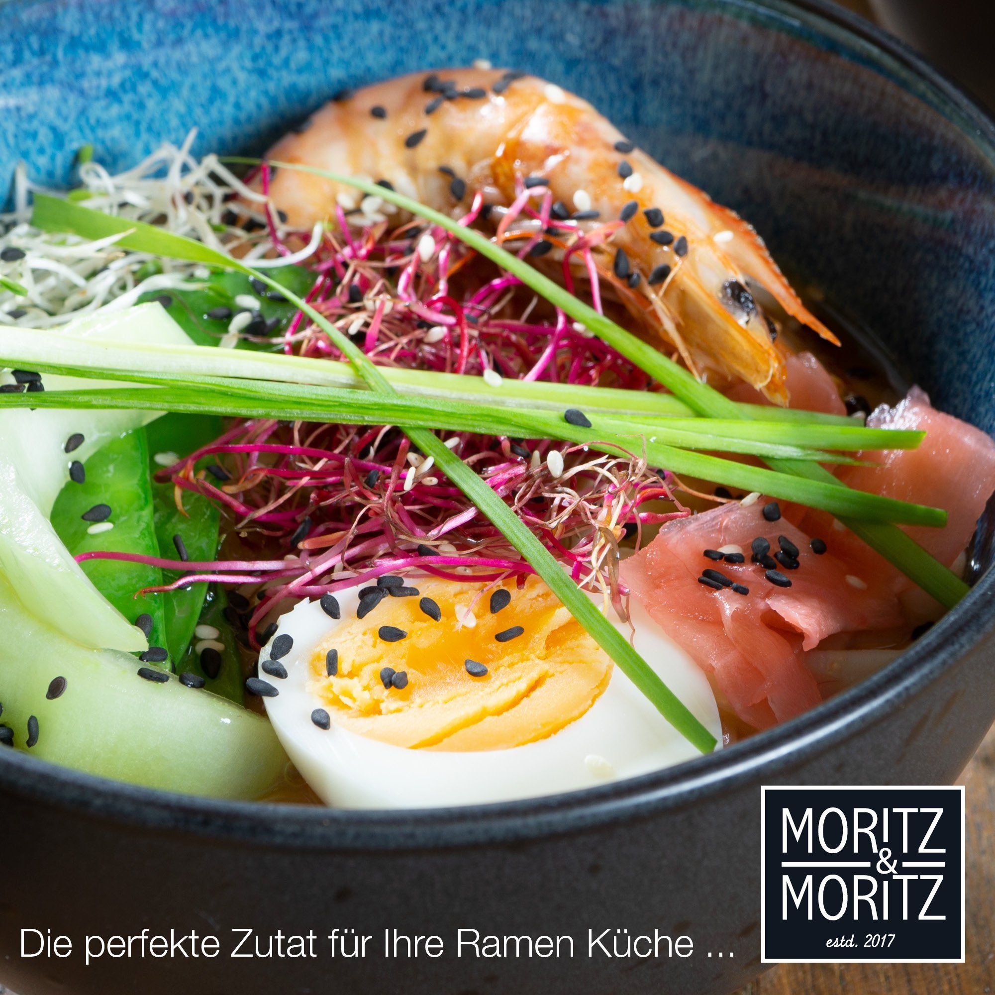 Moritz & Moritz Suppenschüssel 2x Ramen Schüssel Blau, Keramik, (2 Personen), Ramen Bowl Set