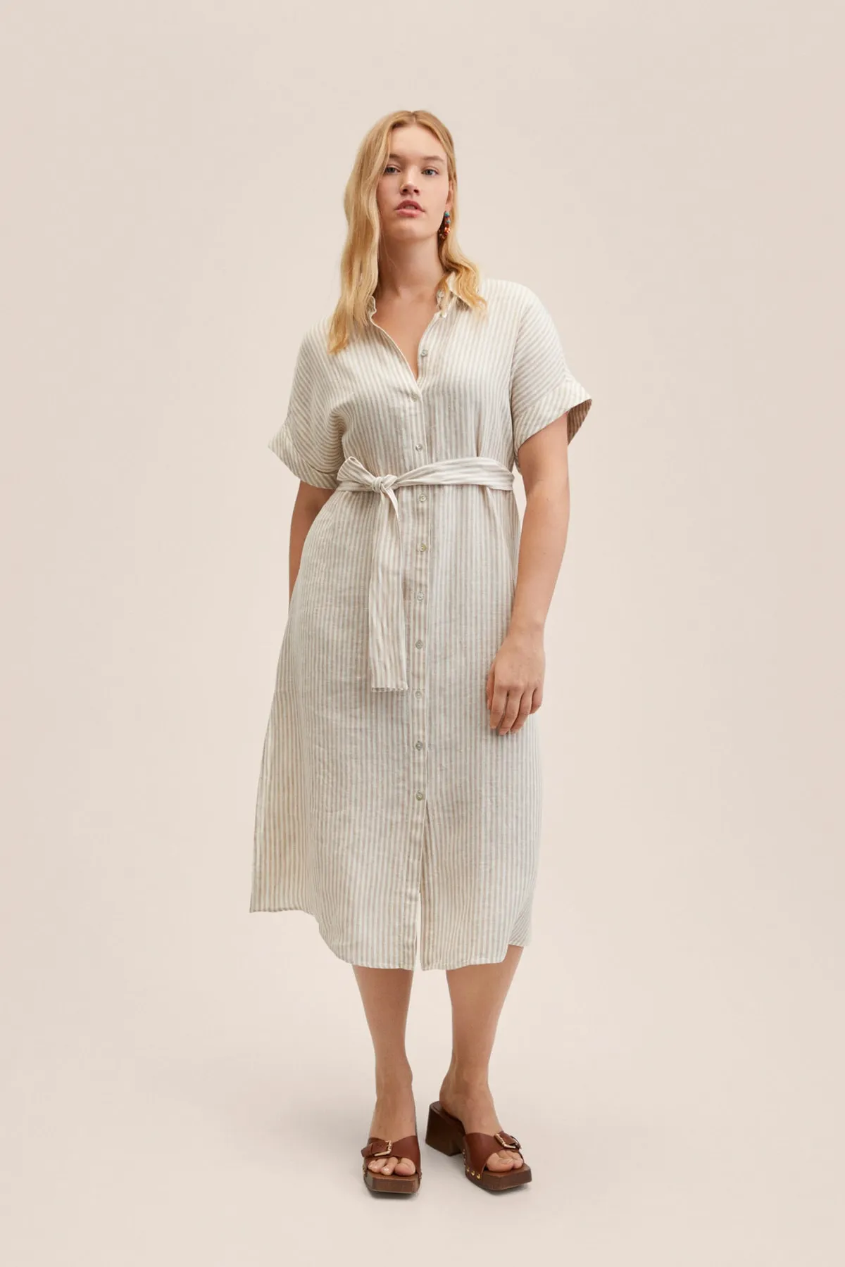 MANGO  Ecrufarbenes Damenkleid 27917106