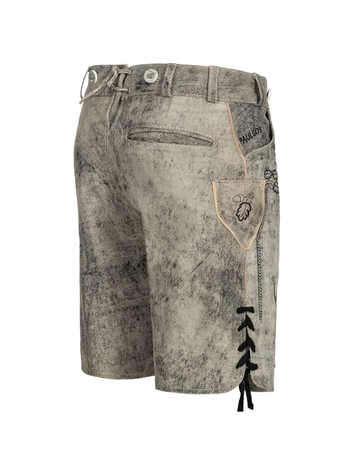 PAULGOS Lederhose Kurz Echtleder HK4 ANTIK in Mitternachtsgrau günstig kaufen