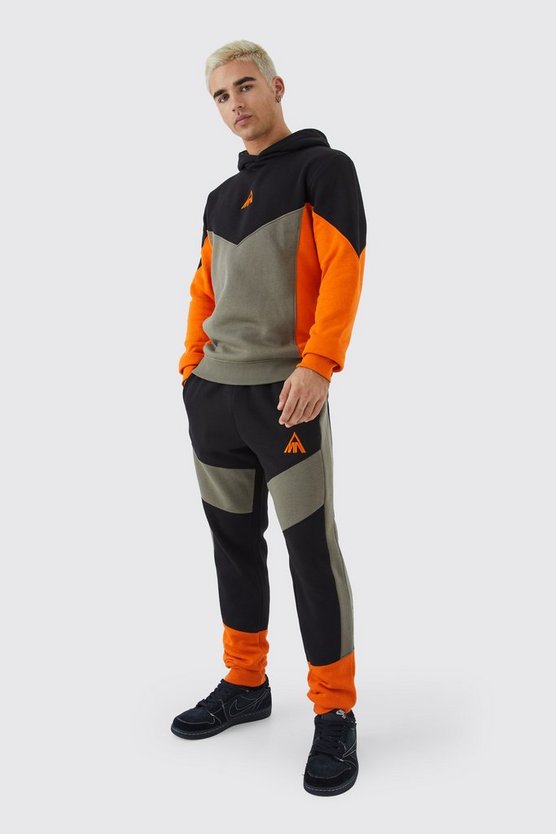 Man Slim-Fit Colorblock Trainingsanzug mit Kapuze