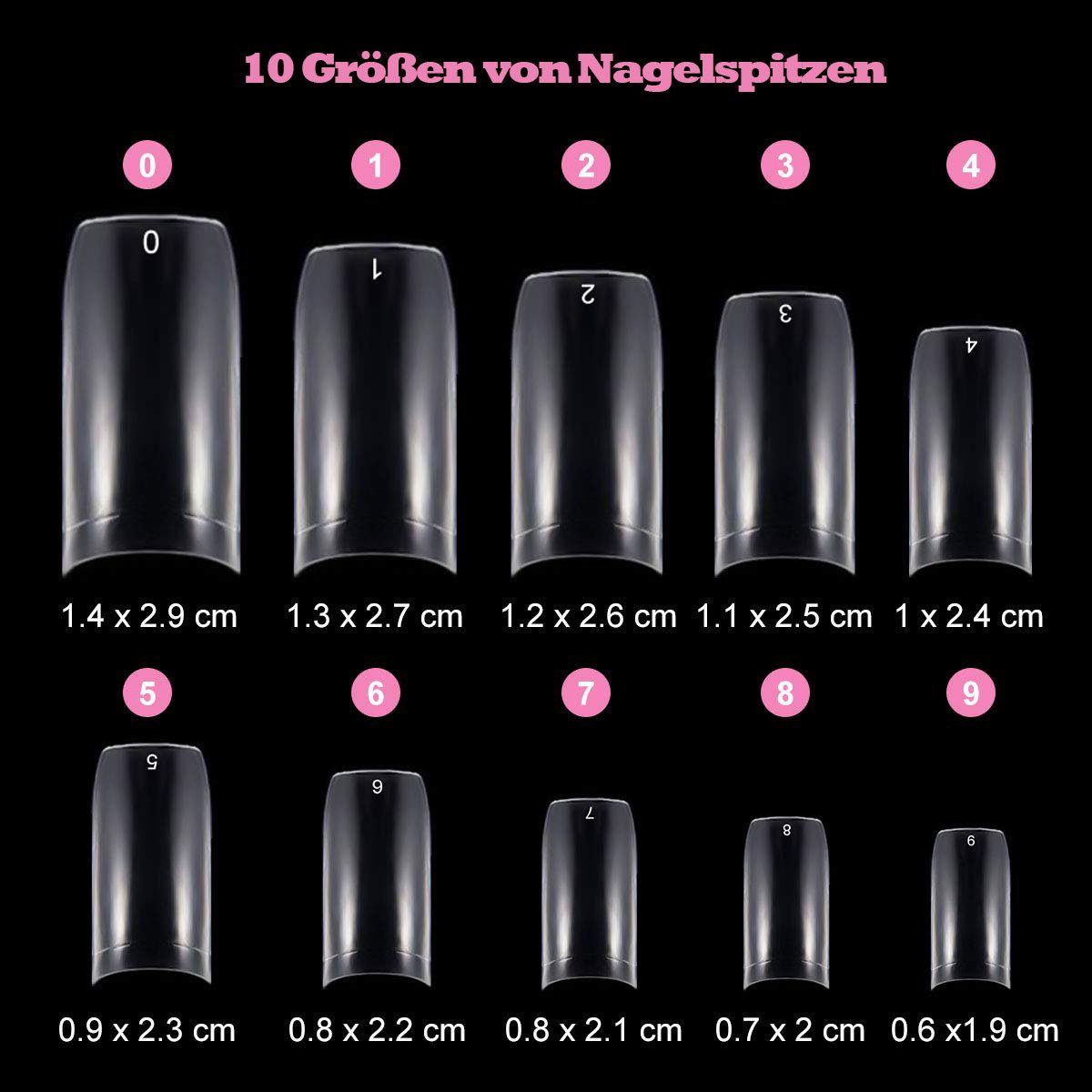 zggzerg Nagelknipser-Set 500 Stück Nagelspitzen, Zggzerg Artificial Fake Art Nagelspitzen, 500-tlg.
