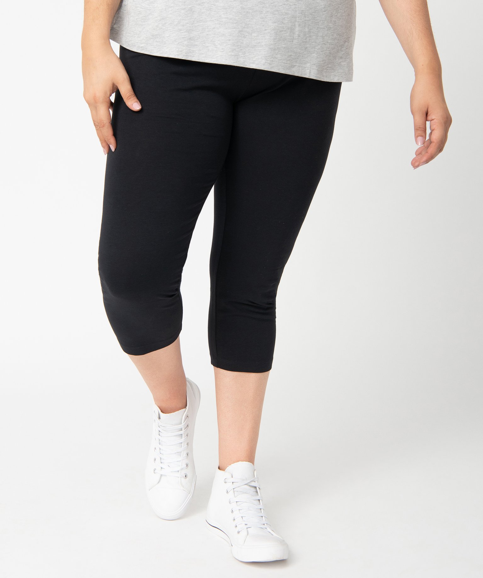 Legging femme grande taille uni longueur 7/8ème noir | GEMO