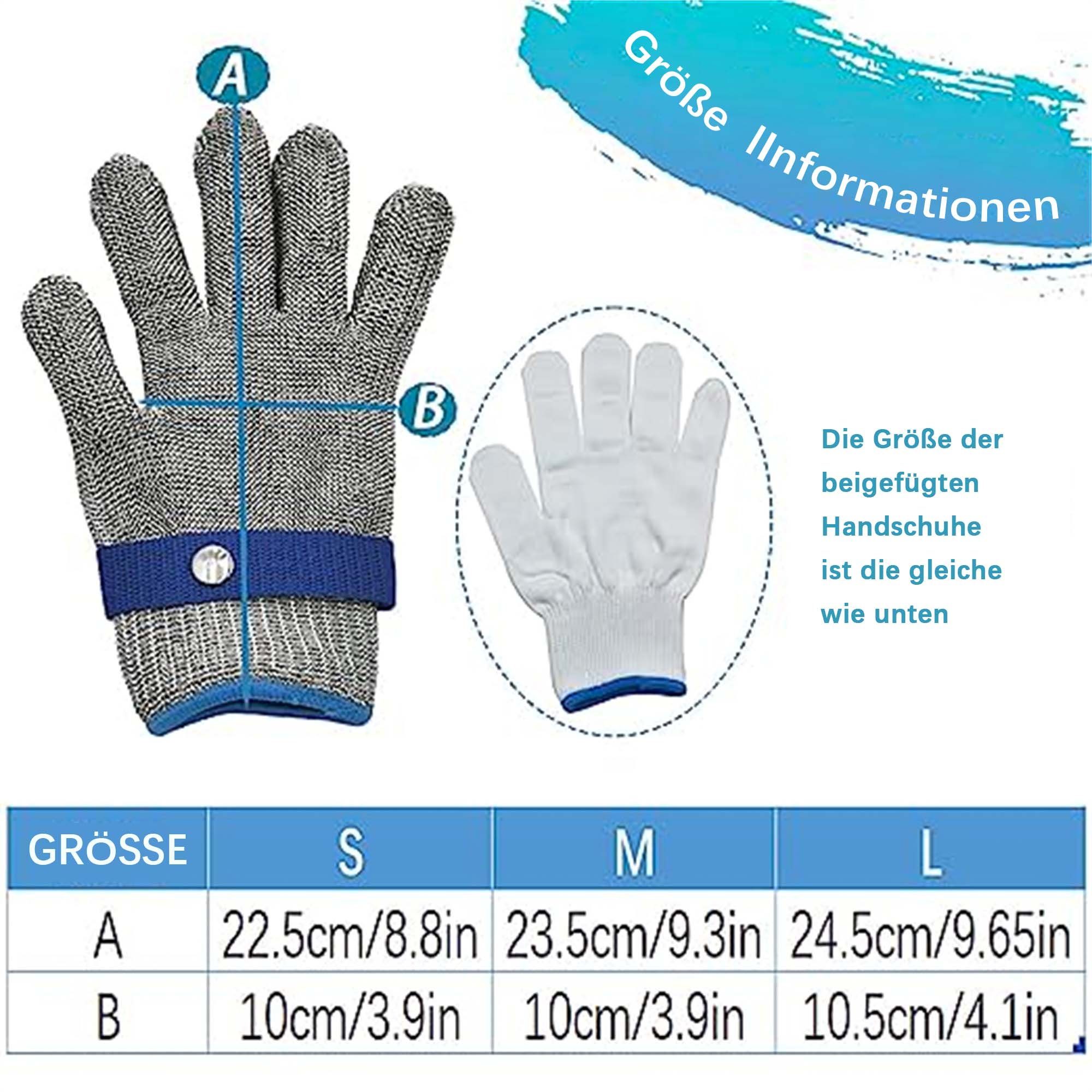 flowgoer Arbeitshandschuhe Kettenhandschuhe, Küche hoher Schutz, rostfreier Stahl