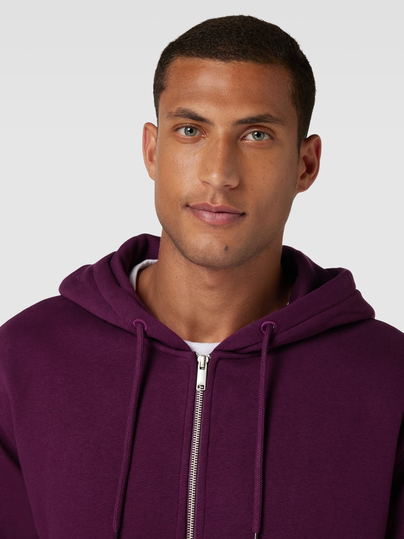 Sweatjacke mit Kapuze in aubergine