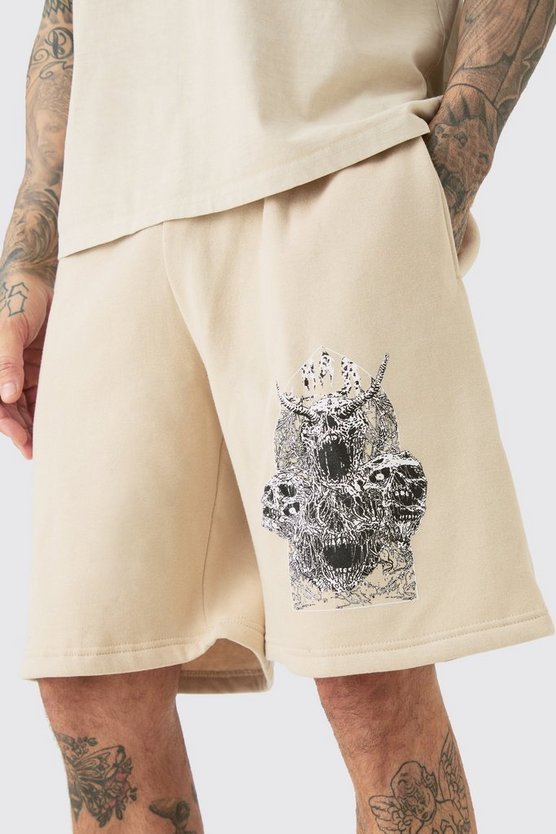 Tall Oversize Jersey-Shorts mit Print