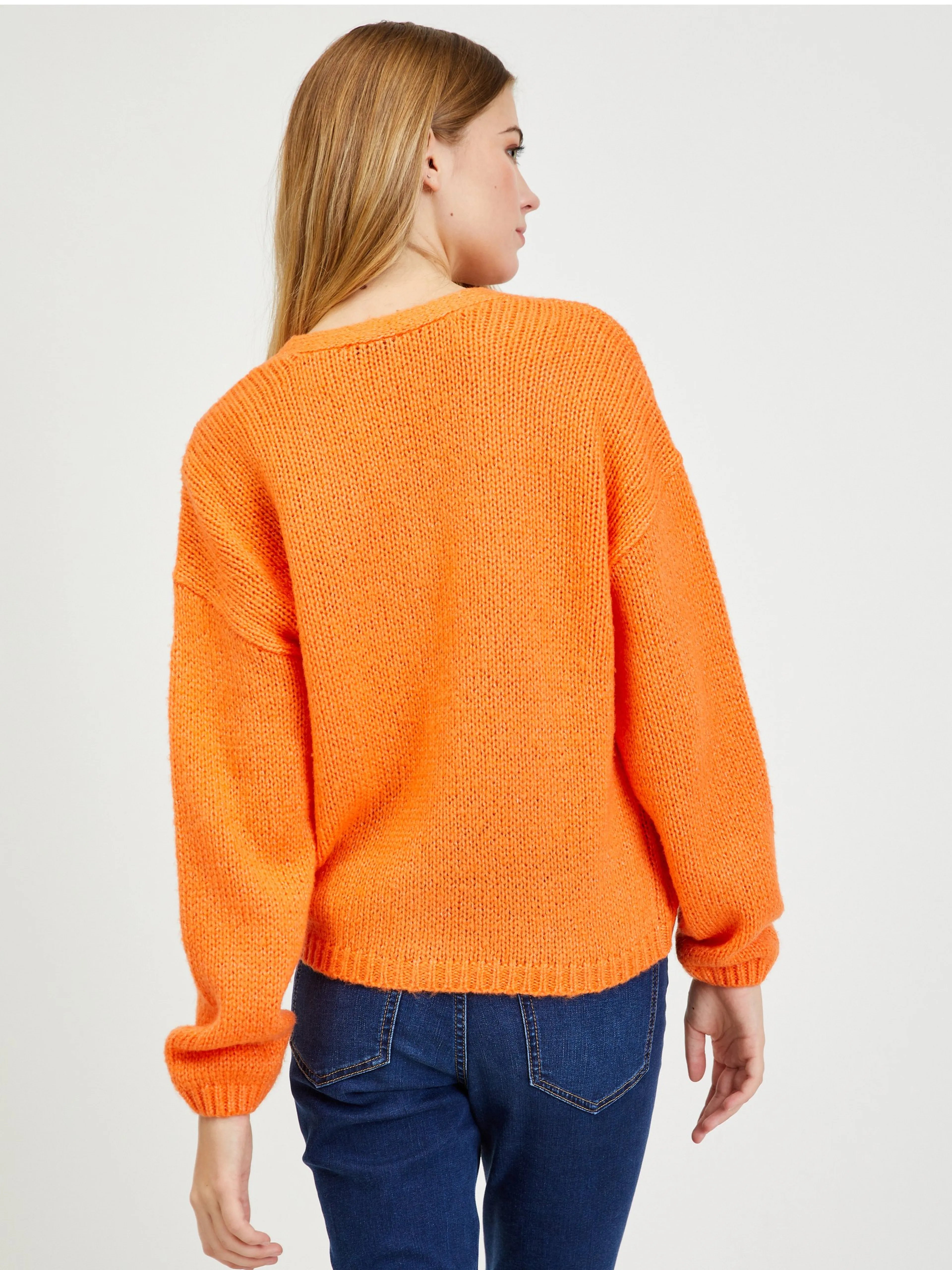 Orangefarbene Damen-Strickjacke ORSAY