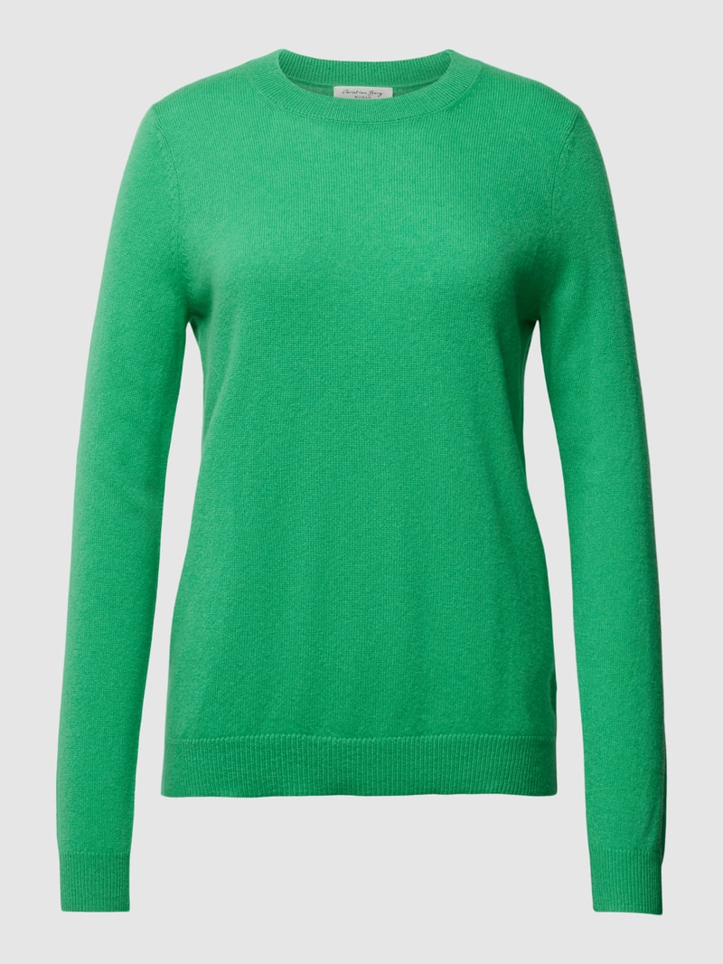 Kaschmirpullover in melierter Optik in grün