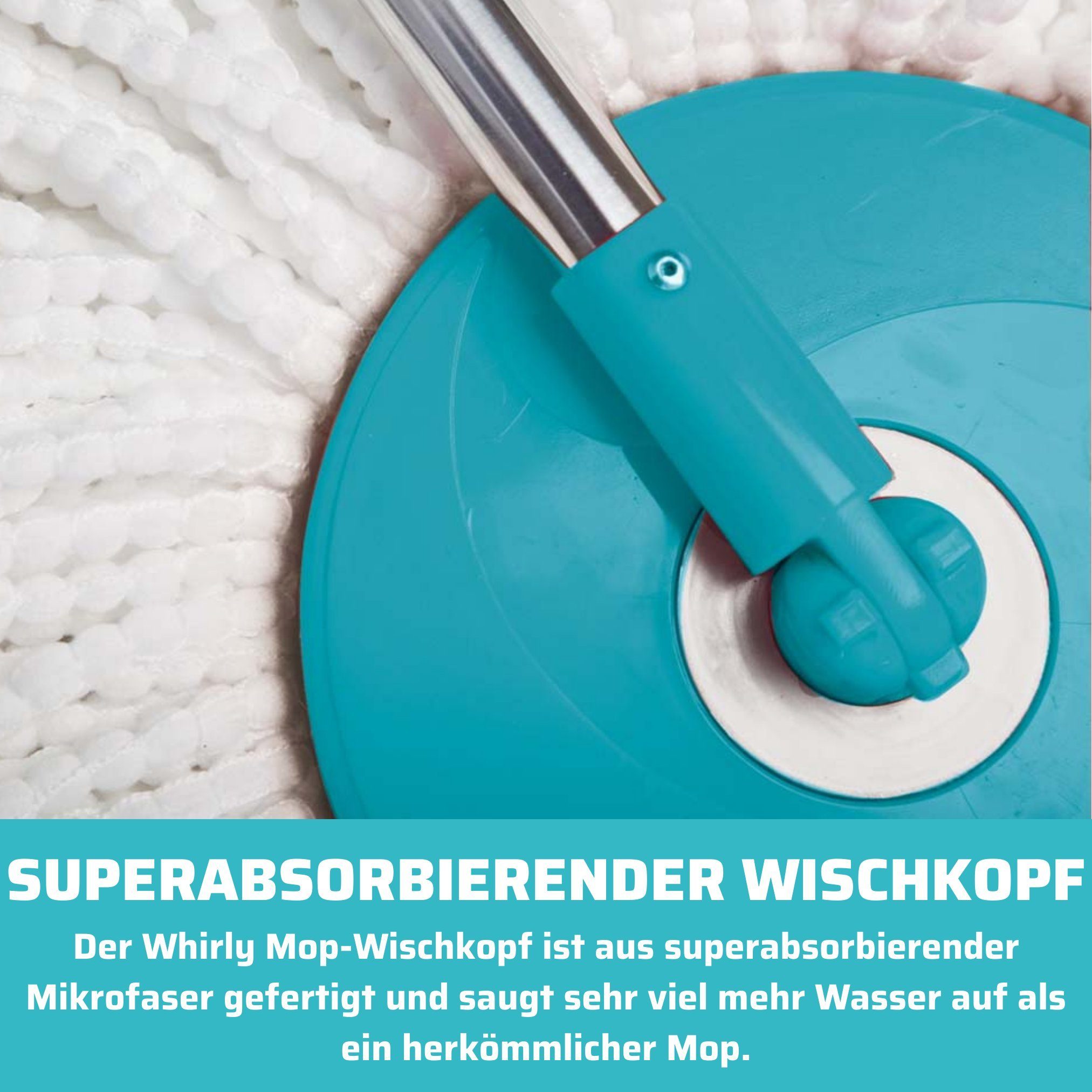 Best Direct® Wischmopp Whirly Mop, beutellos, Komplett Set mit Eimer und Pedal zum Auswringen, Bodenwischer