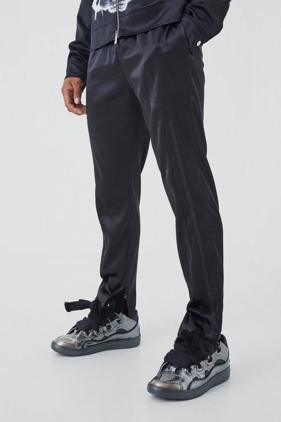 Slim-Fit Satin-Hose mit geteiltem Saum