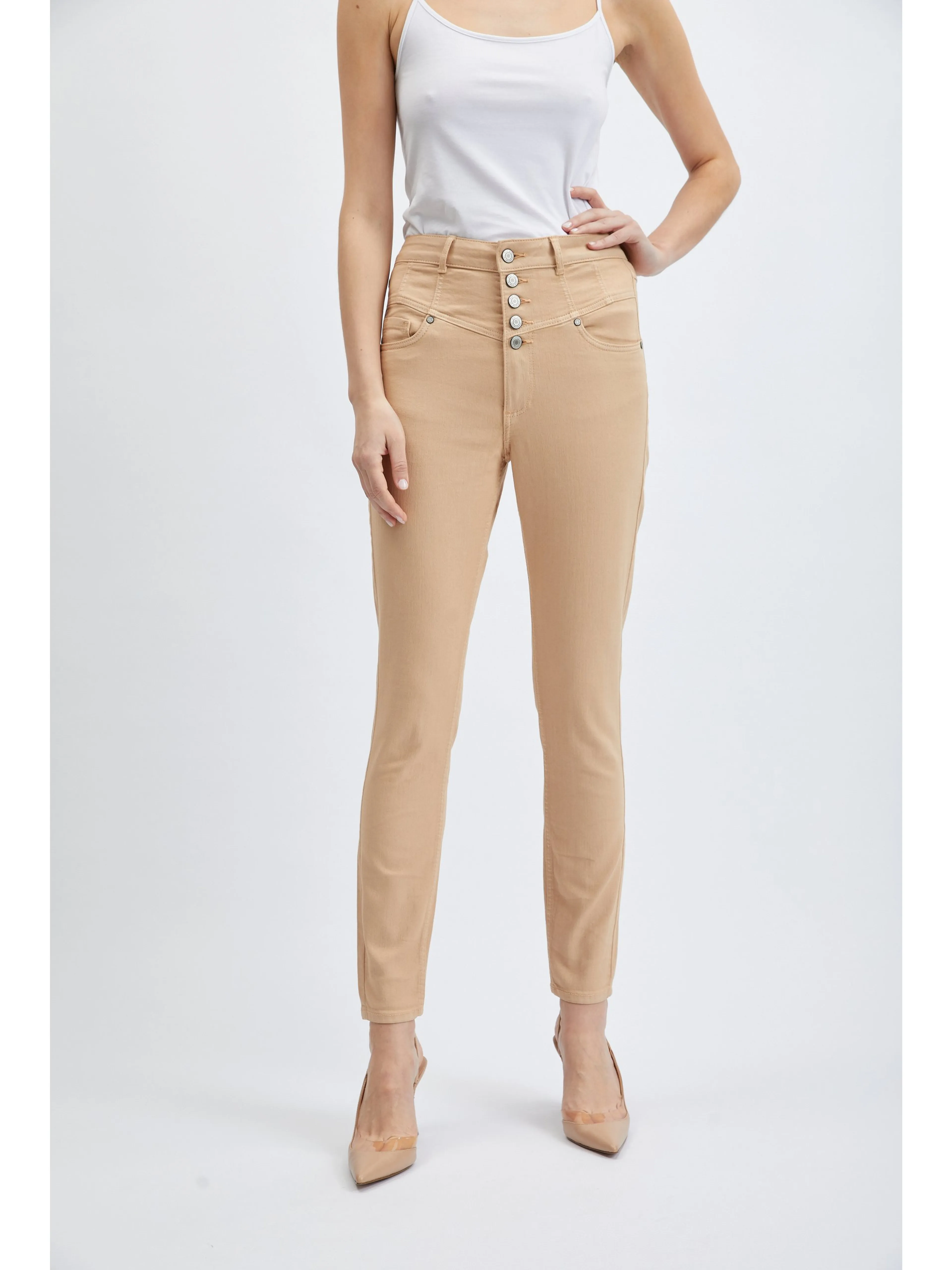 Beigefarbene Röhrenjeans für Damen ORSAY