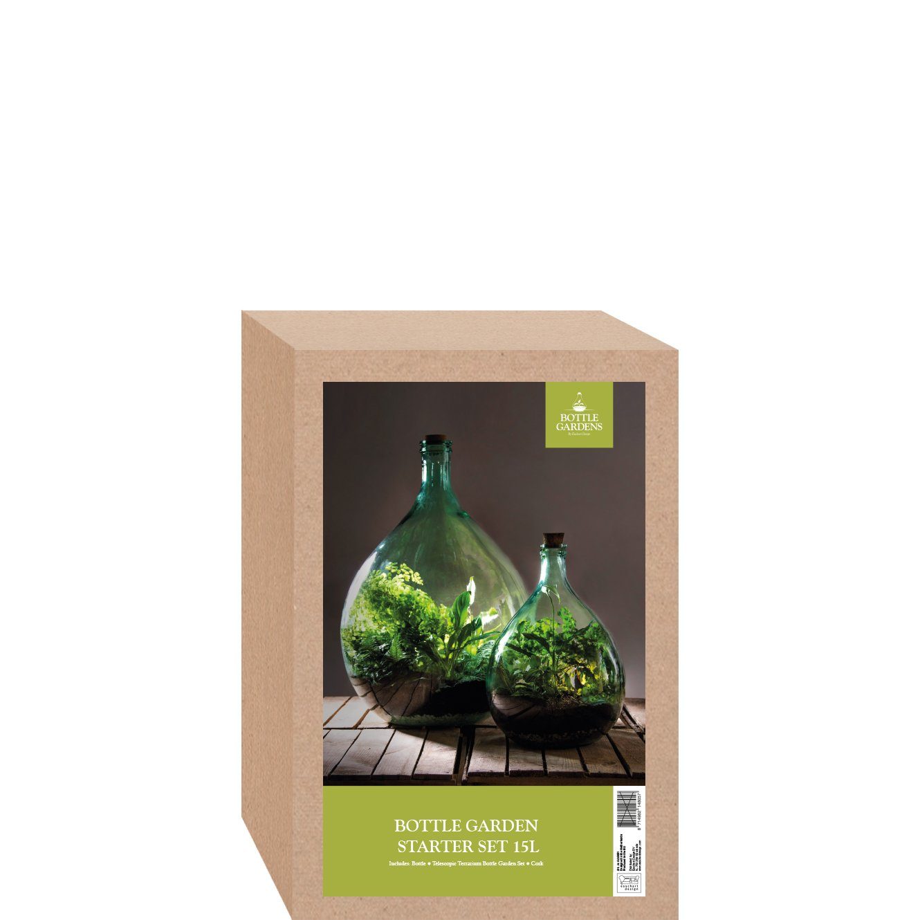 esschert design Übertopf Esschert Design Terrarium Flasche 15 Liter Set Glas Pflanzen Gewächs Haus Deko