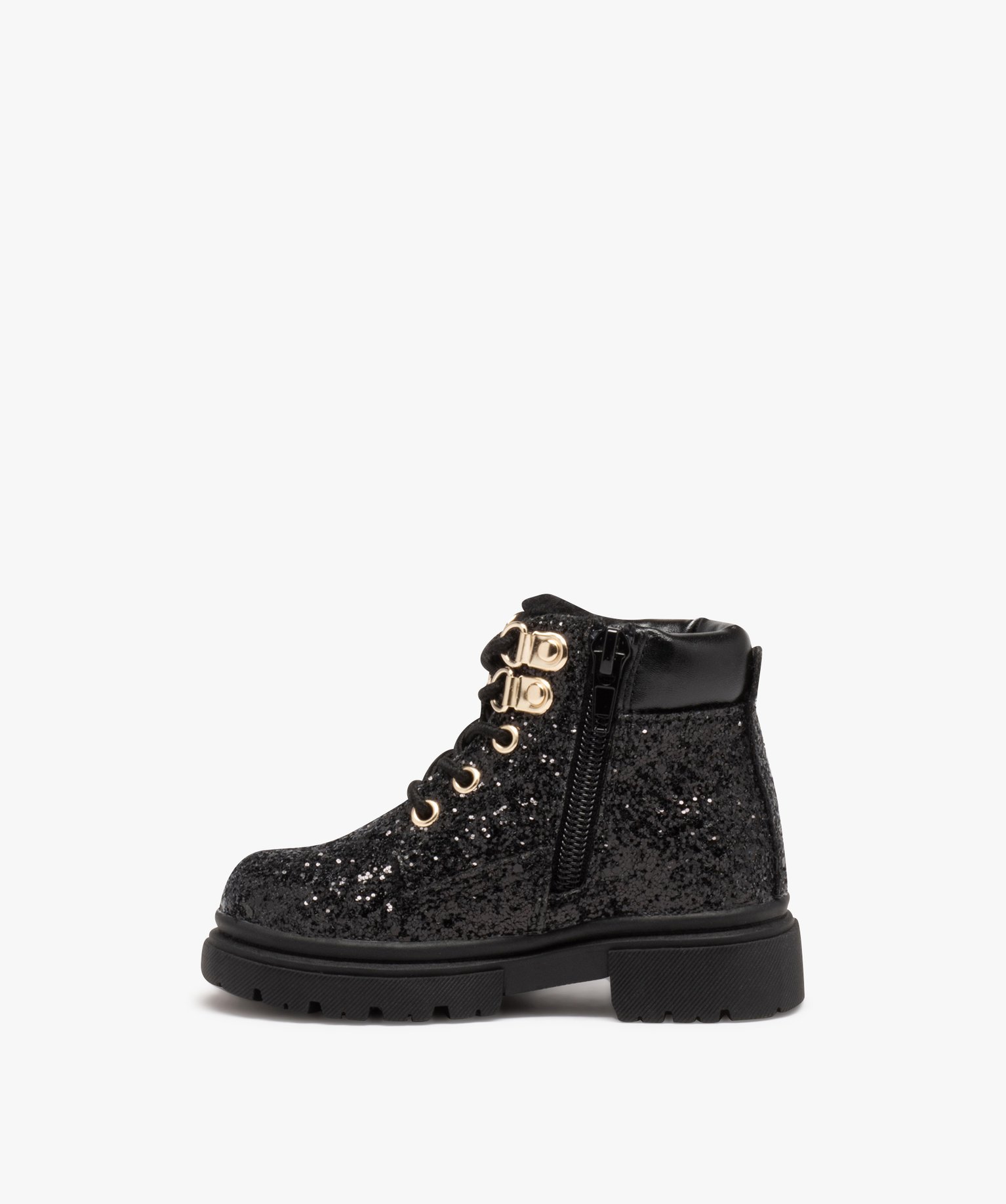 Boots fille fourrées dessus à strass noir | GEMO