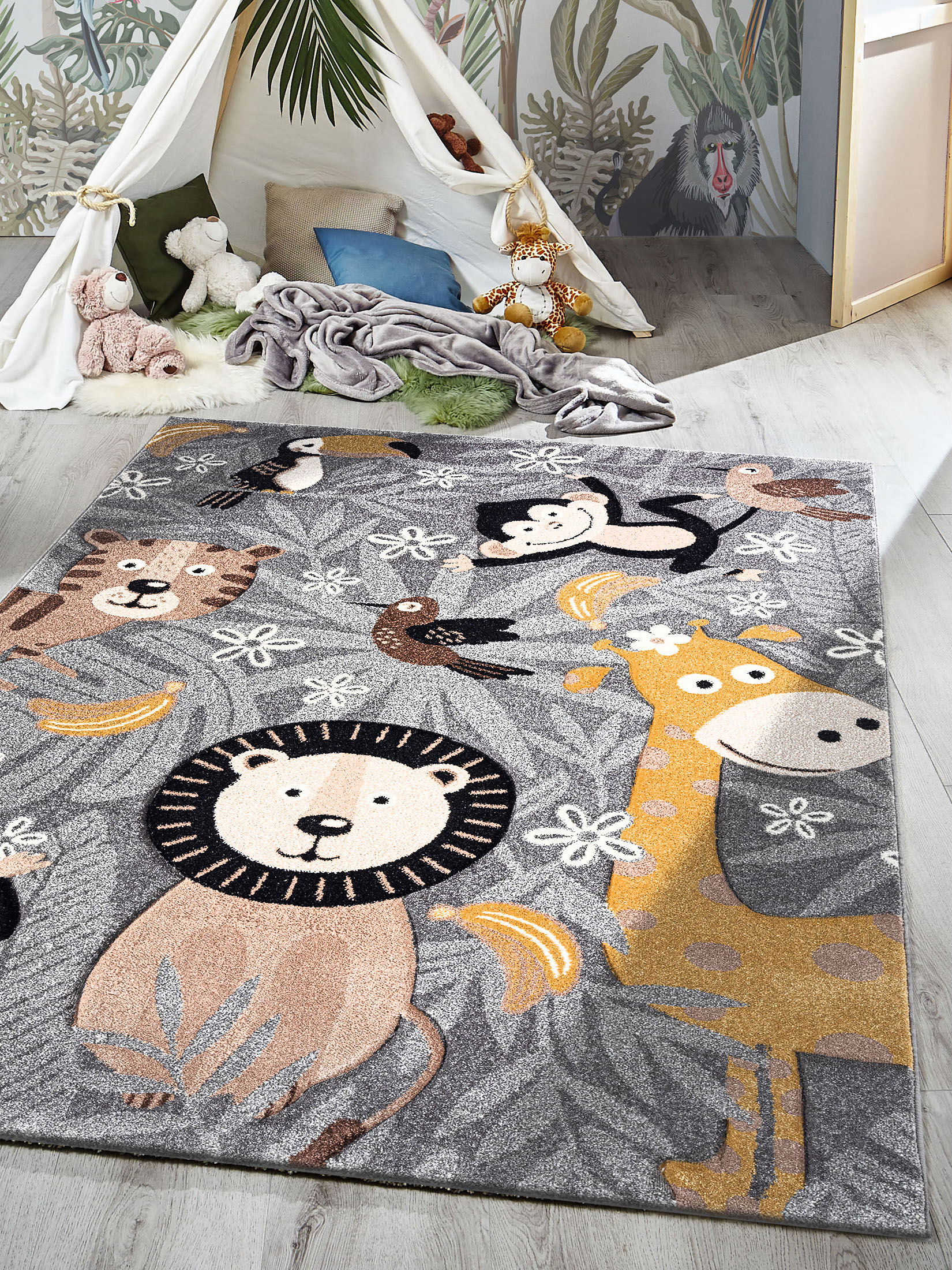 Junglebook Kinder-Teppich, Grau