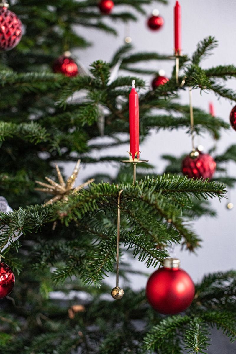 hdg Christbaumschmuck Baumkerzenhalter Balancehalter gold glänzend für Weihnachtsbaum, Pendelhalter 6 Stück im Schmuckkarton