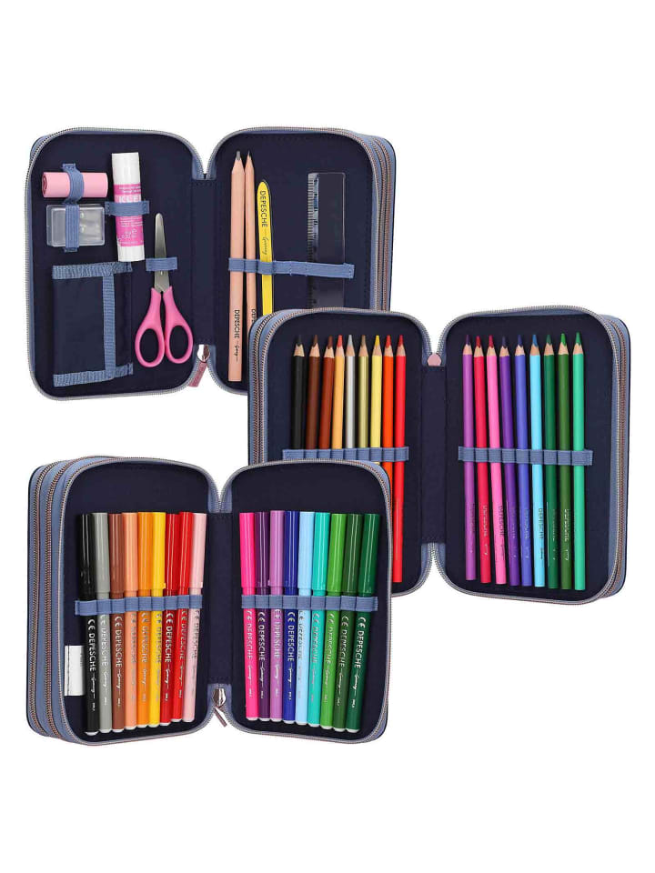 Depesche 3-Fach Federtasche TOPModel 7,5 x 13 x 20 cm in dunkelblau günstig kaufen onesize