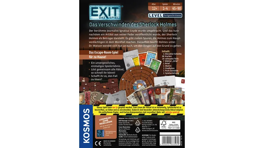 KOSMOS - EXIT® - Das Spiel: Das Verschwinden des Sherlock Holmes (F)