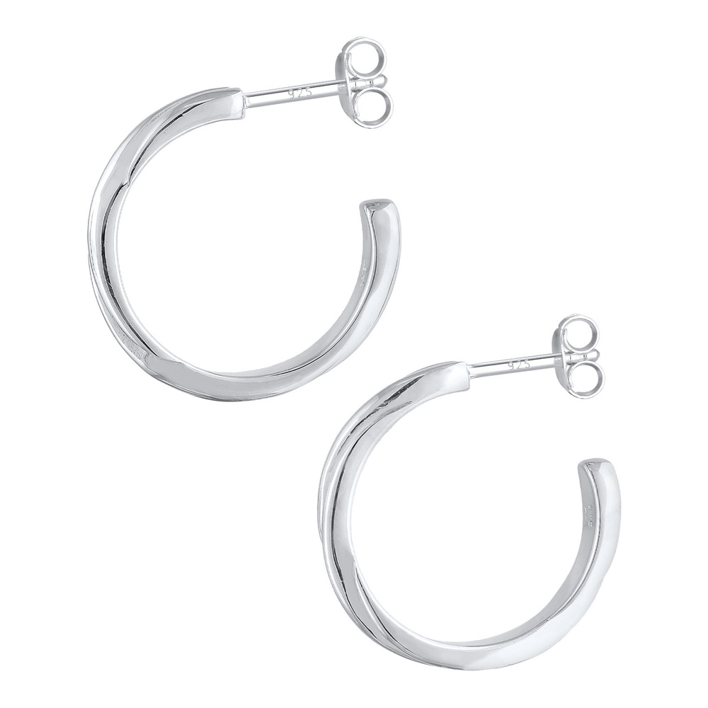 Elli Elli Boucles d'Oreilles Mesdames Créoles Tordu Trend Minimal Basic en argent ster Boucles d'oreilles