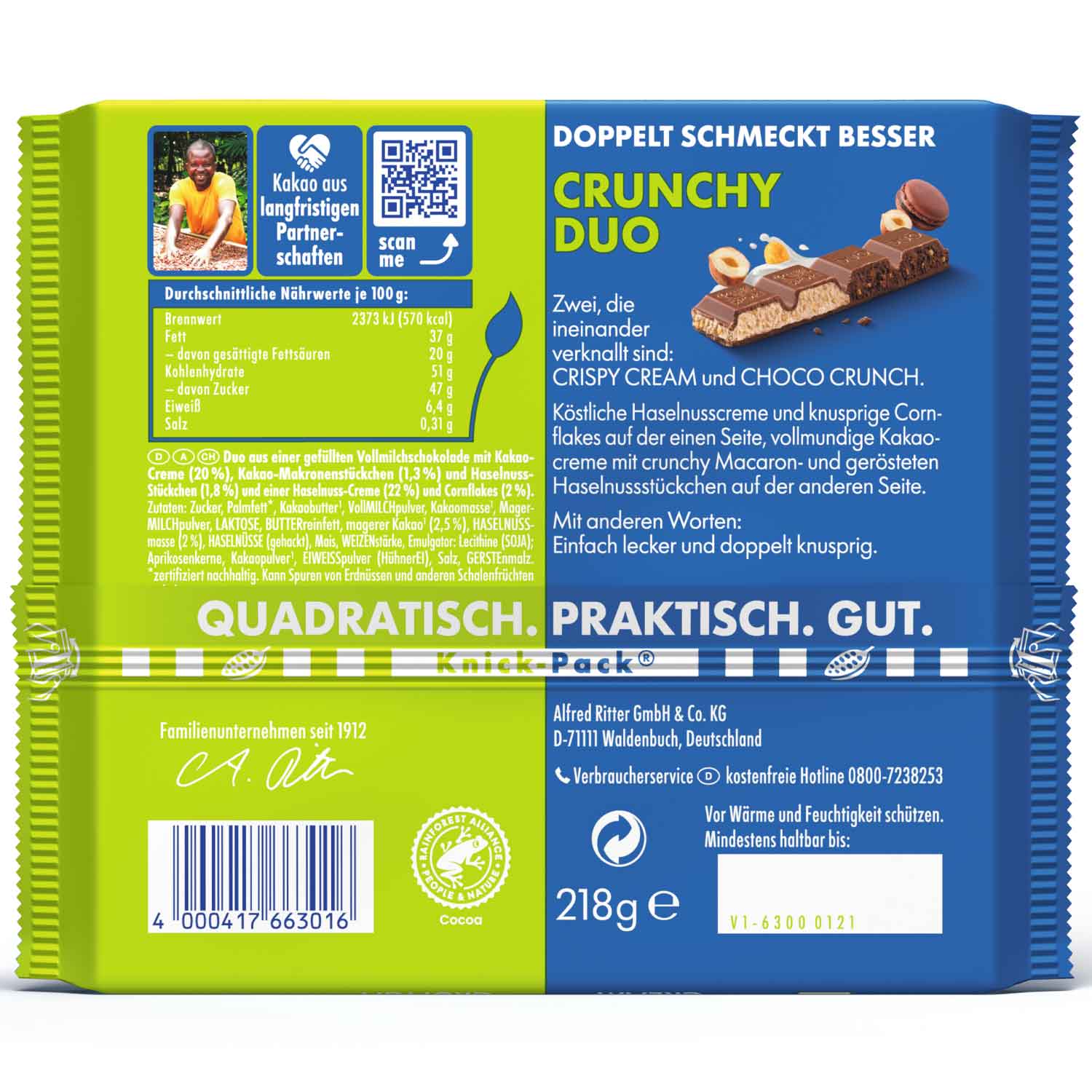 Ritter Sport Crunchy Duo 218g