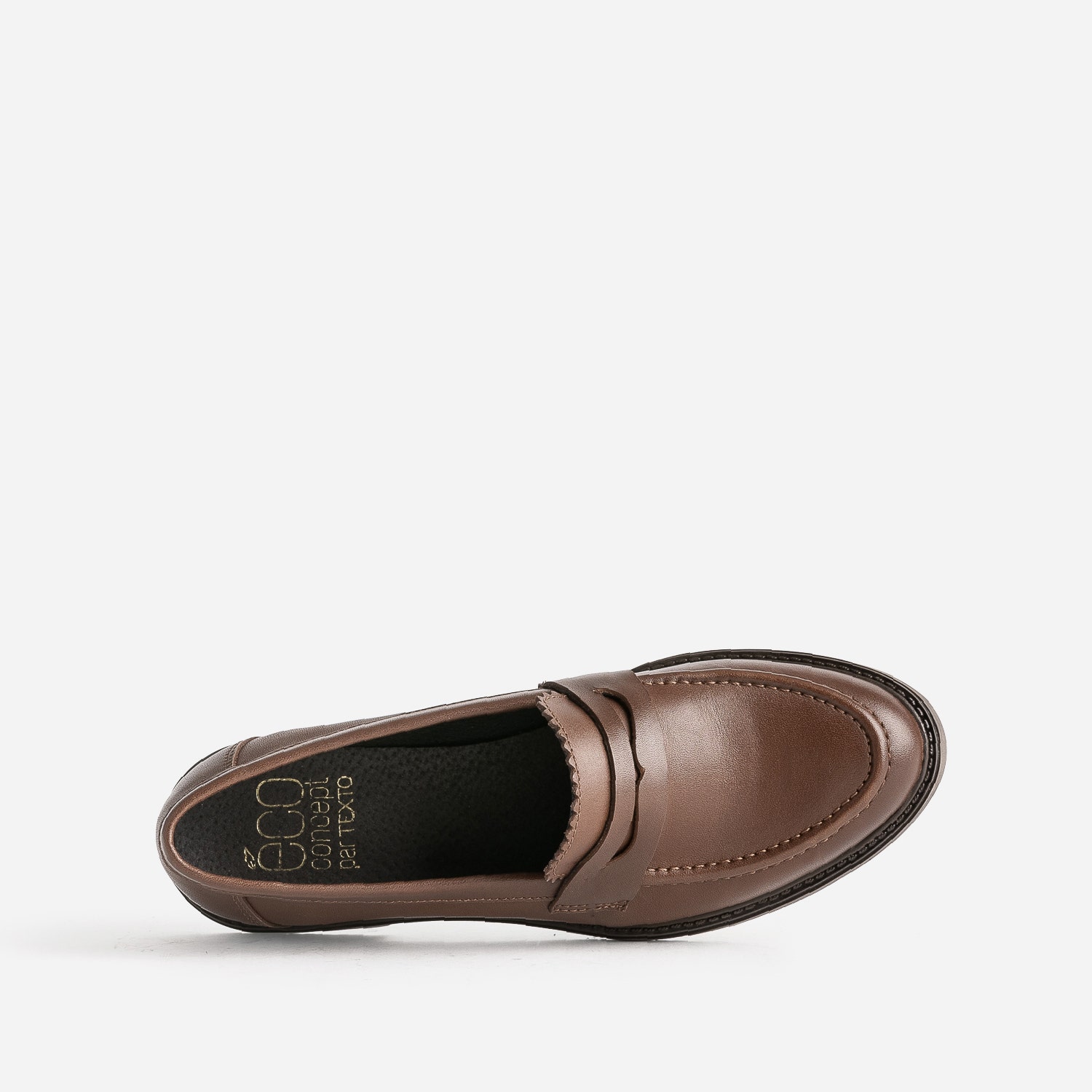 Mocassin marron éco-conçu en cuir bord cranté