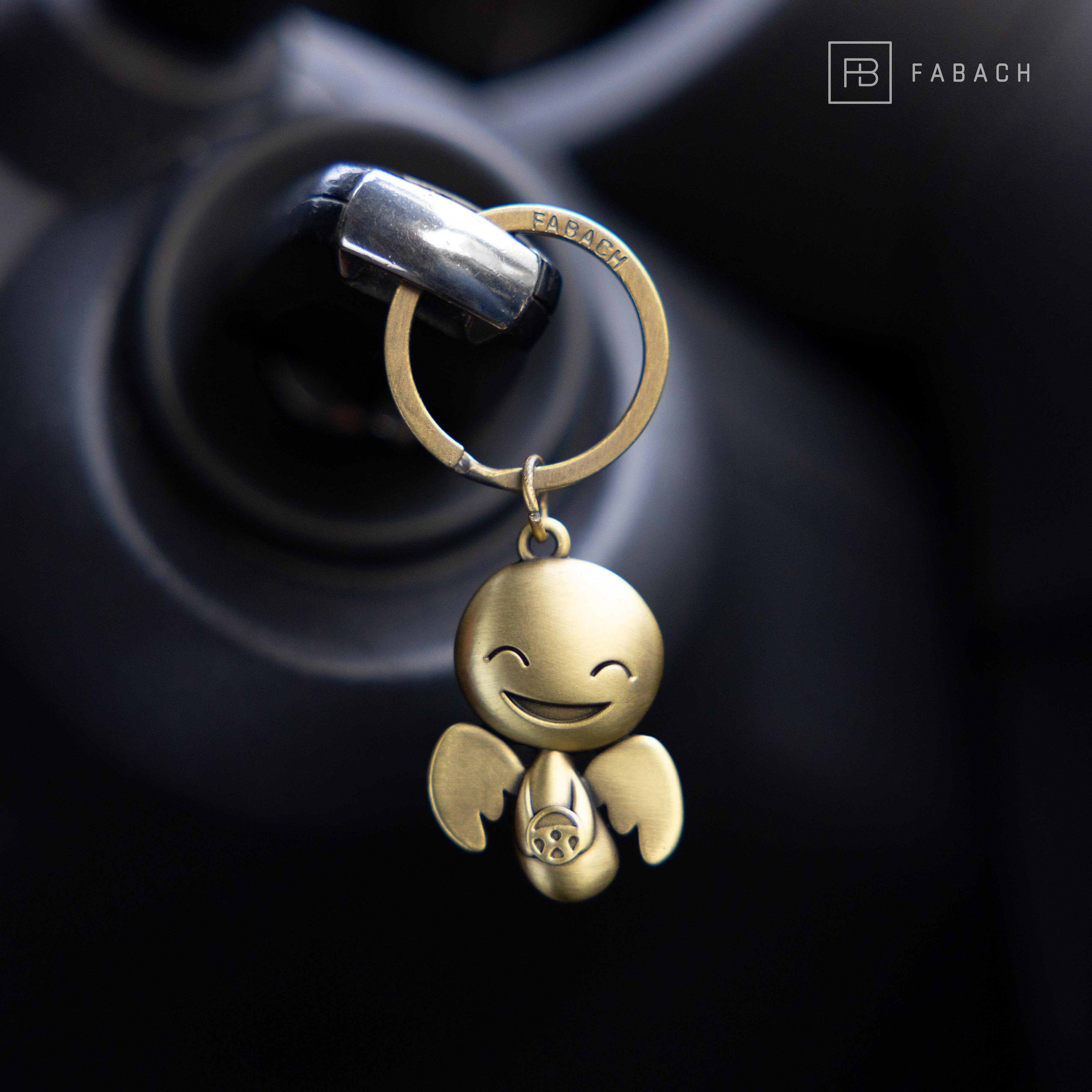 FABACH Schlüsselanhänger Schutzengel Happy mit Lenkrad - Glücksbringer Geschenk Führerschein