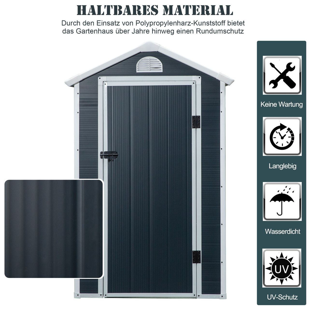 Outsunny Gerätehaus, Outdoor, Metall, Grau, 134 x 104 x 204 cm