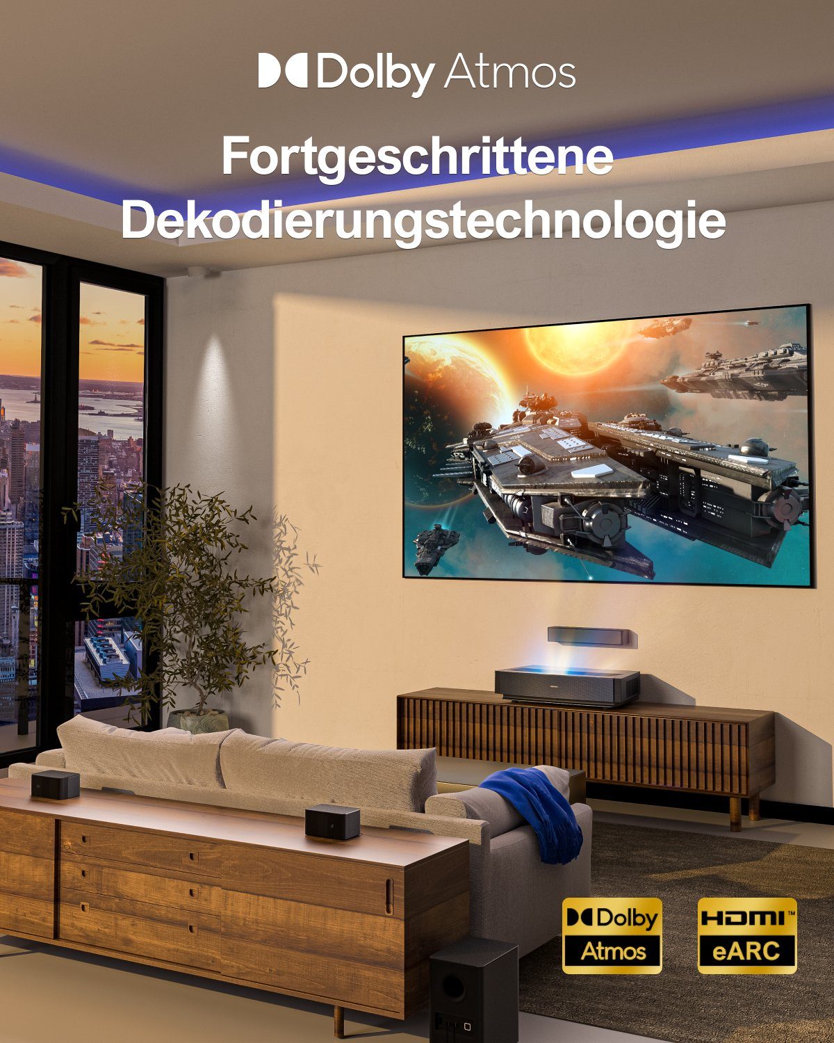 Ultimea Poseidon D60 5.1-Kanal Dolby Atmos Soundbar (410 W, Dolby Atmos, Einstellbarer Surround Sound und Bass, HDMI eARC)