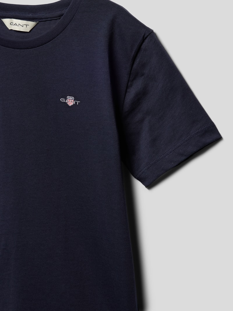 T-Shirt mit Logo-Stitching Modell 'SHIELD' in blau