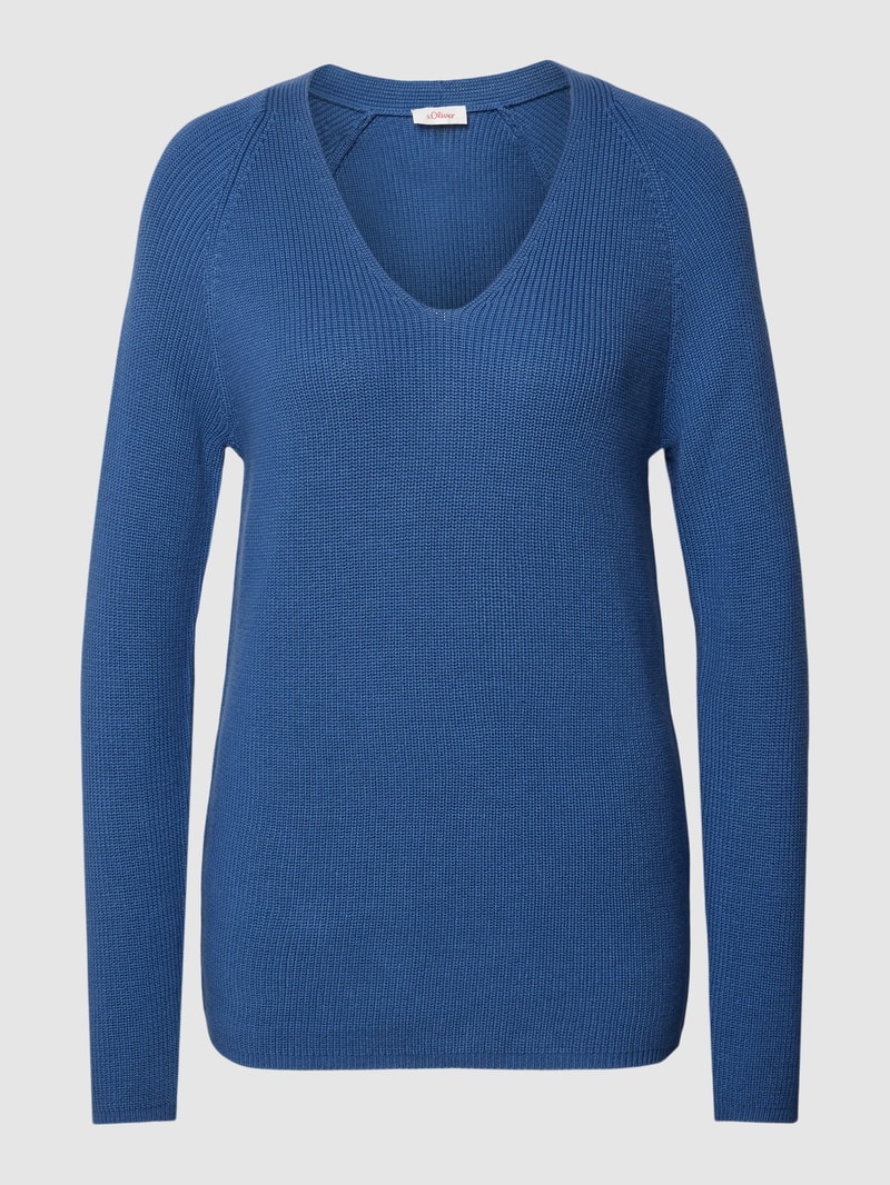 Strickpullover mit V-Ausschnitt in jeans