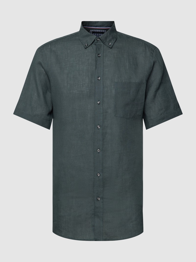 Freizeithemd mit Button-Down-Kragen in stein