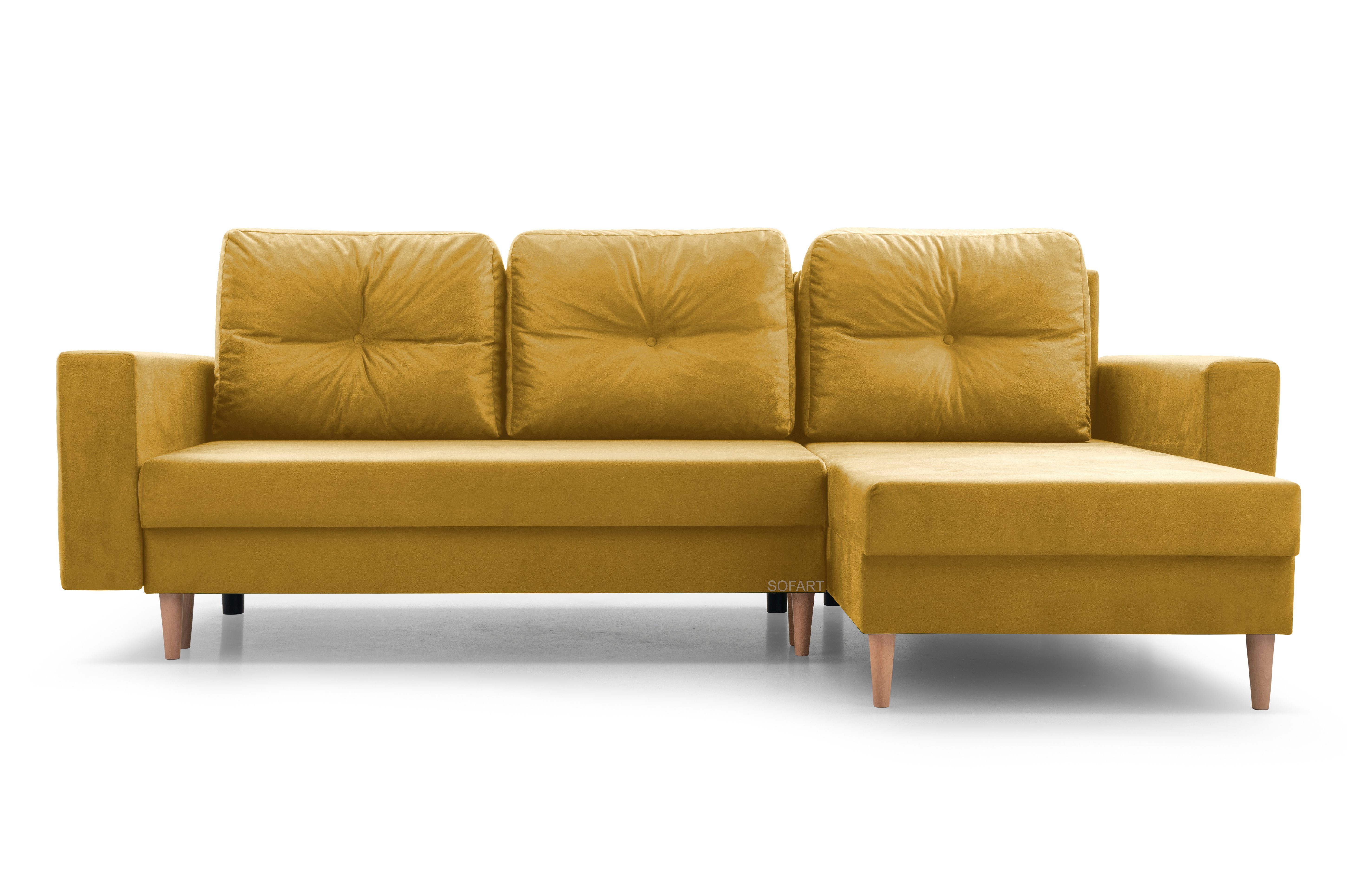MOEBLO Ecksofa Carl, Ottomane Links als auch rechts montierbar Couch für Wohnzimmer, Schlafsofa Sofagarnitur Sofa Eckcouch L-Form Wohnlandschaft, mit Bettkasten und Schlaffunktion
