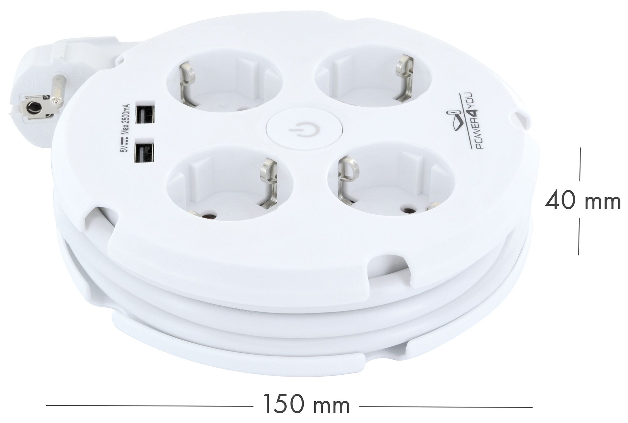 Schwaiger Mehrfachsteckdose 4-fach mit 2x USB Ladeports