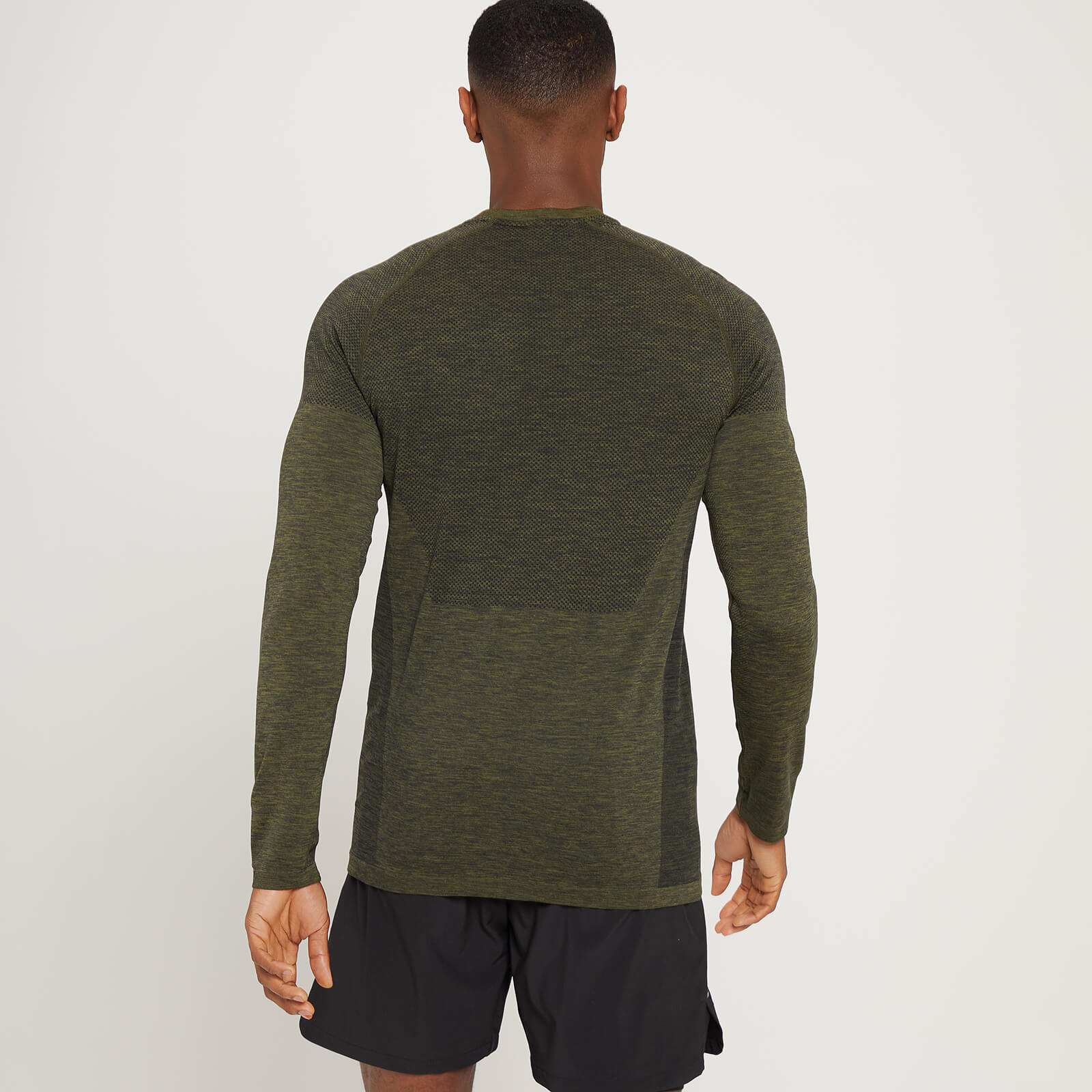 Haut sans coutures à manches longues MP Essentials pour hommes – Vert kaki chiné