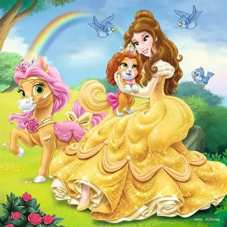 Kinderpuzzle ab 5 Jahren - Palace Pets - Belle, Cinderella und Rapunzel - 49 Teile