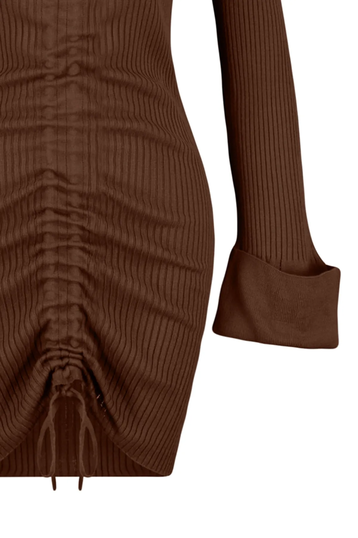 Trendyol Collection  Braunes Mini-Strickkleid mit V-Ausschnitt TWOAW22EL0564