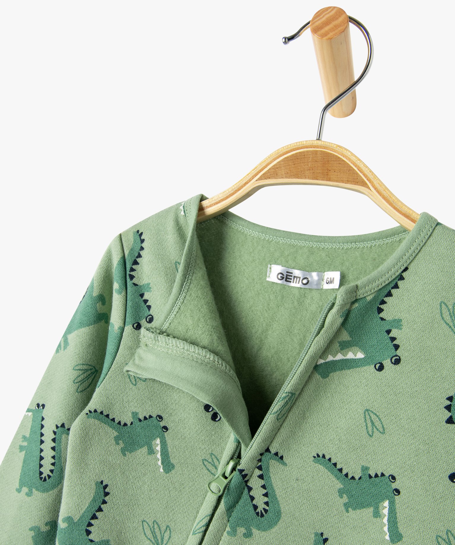 Pyjama dors-bien zippé intérieur molletonné bébé vert | GEMO