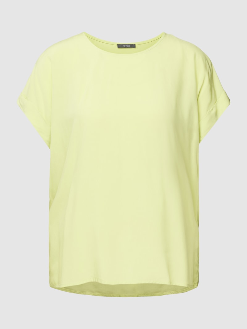 Blusenshirt aus reiner Viskose mit Kellerfalte in neon grün