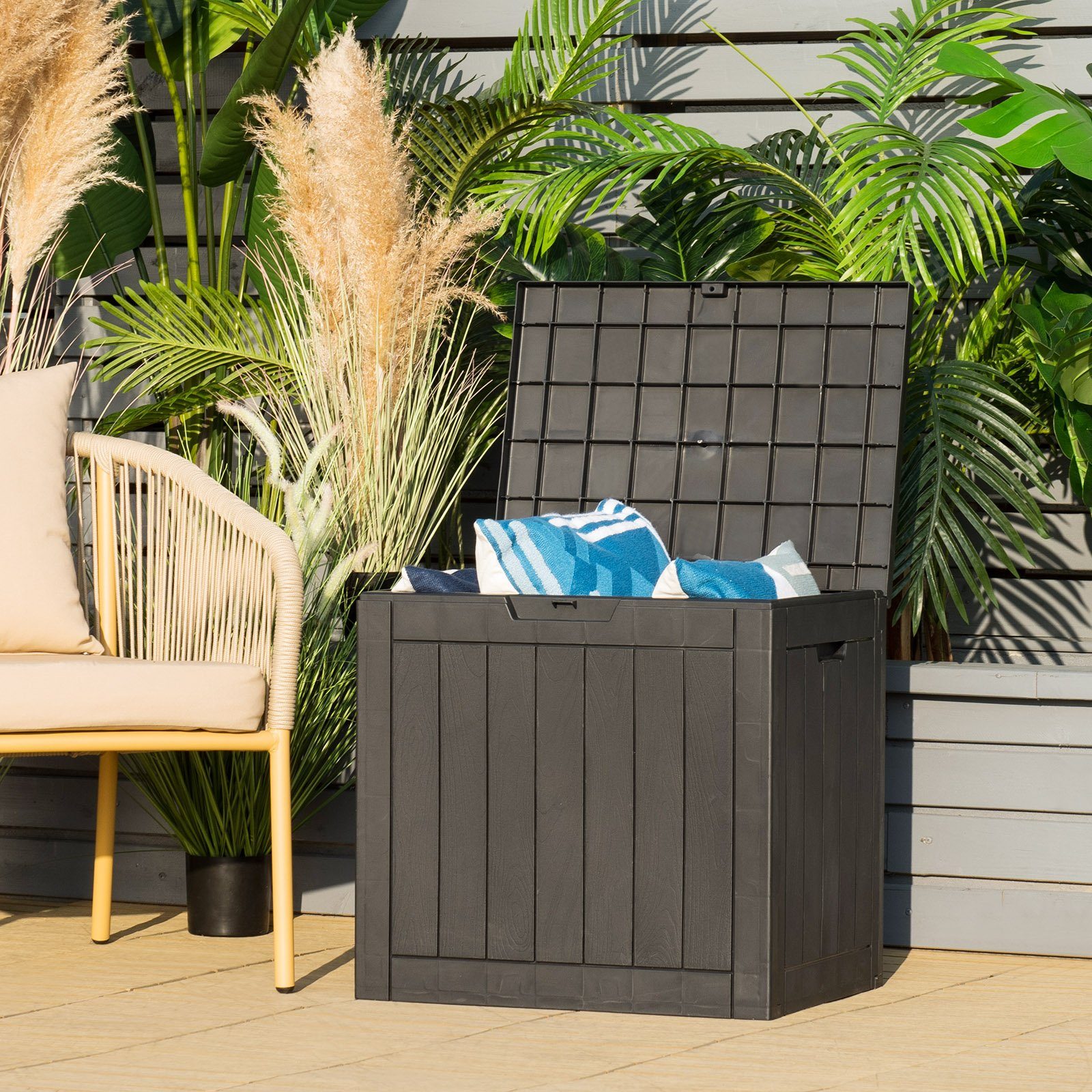 COSTWAY Auflagenbox 114L Truhe, mit Griffen, 56 x 43 x 53 cm