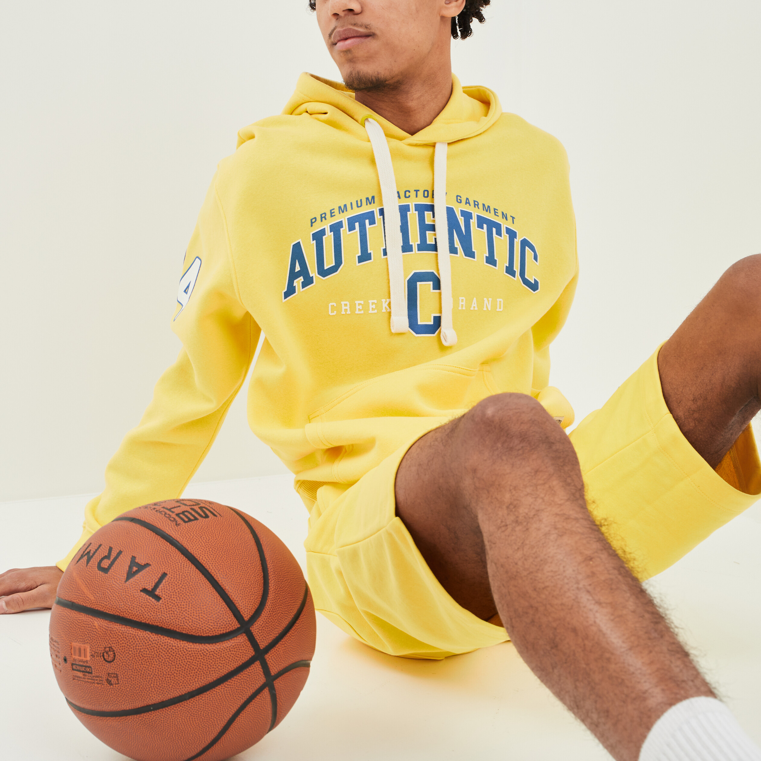 Sweat à capuche hoodie Creeks jaune citron homme | La Halle
