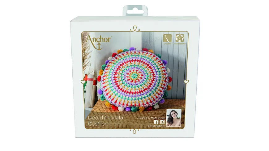 Anchor Häkel Set Mandala Kissen Neon
